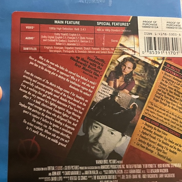 V For Vendetta Blue Ray DVD Movie . - Picture 3 of 6